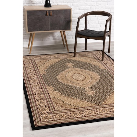 Homeroots 7 x 9 ft. Black & Beige Medallion Area Rug 395349